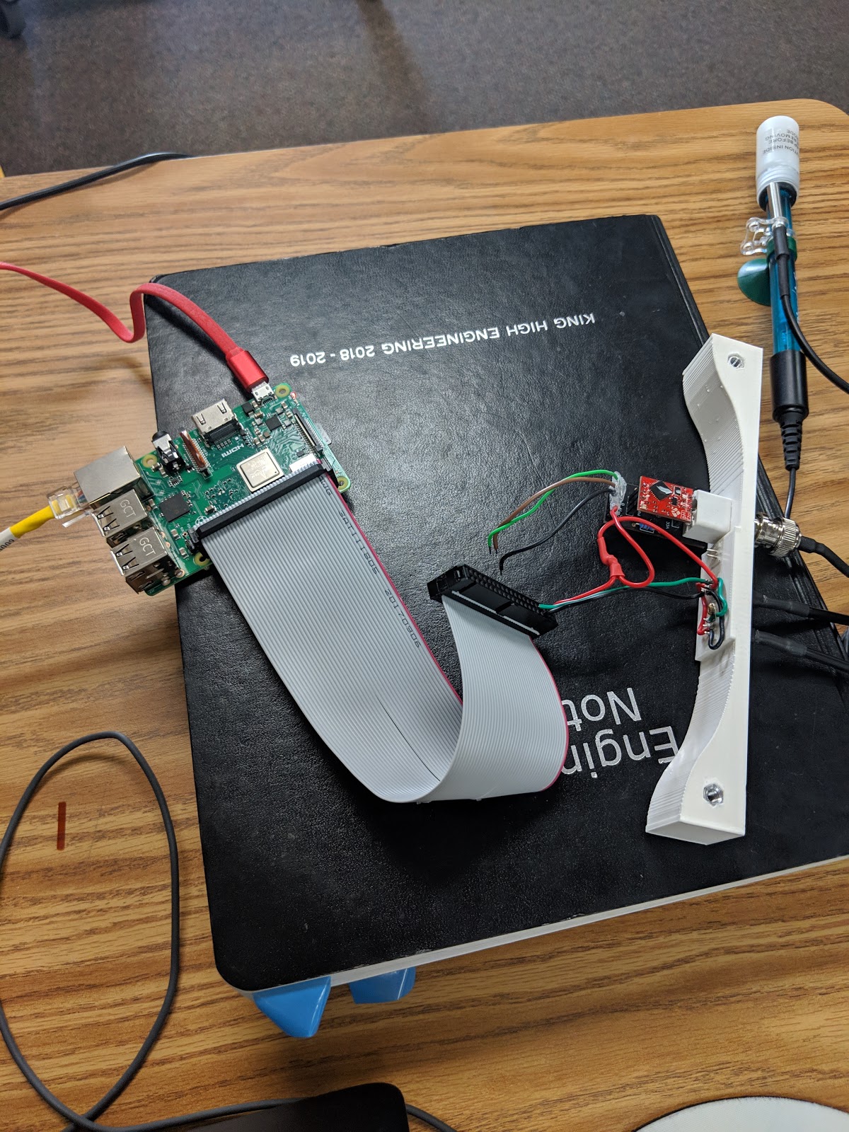 Connected directly to the Raspberry Pi is two thermometers and a temperature sensor. The sensor mount is modular and made to be replaced easily on the control panel.